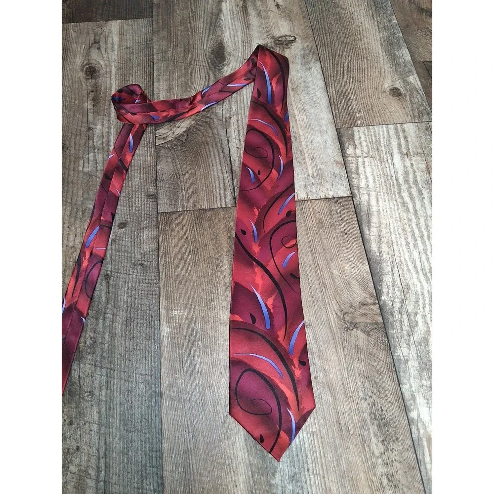 J Garcia Limited Edition Virtual Reality Ape Collection 45 Silk Tie Abstract Red